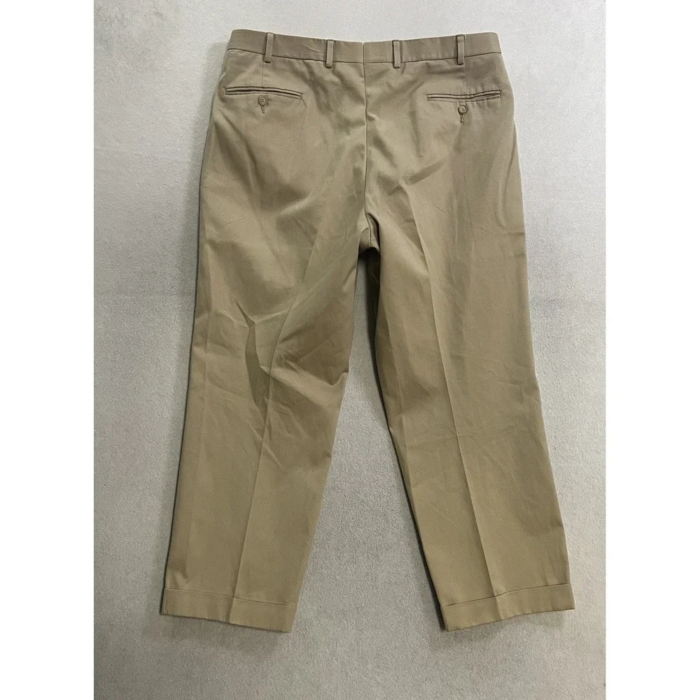 Ben Silver English Drills Chino Pants Mens 37x26 Beige Cotton Cuffed USA Khaki